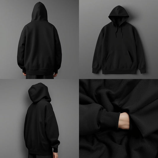 VYRVΛNΛ® Oversized Bamboo-Cotton Sweatshirt — Jet Black